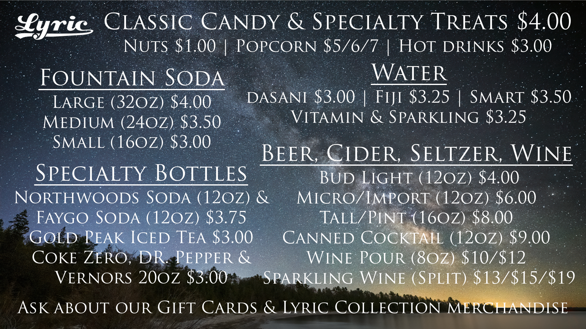 Concession Menu